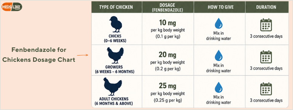 Fenbendazole for Chickens Dosage Chart